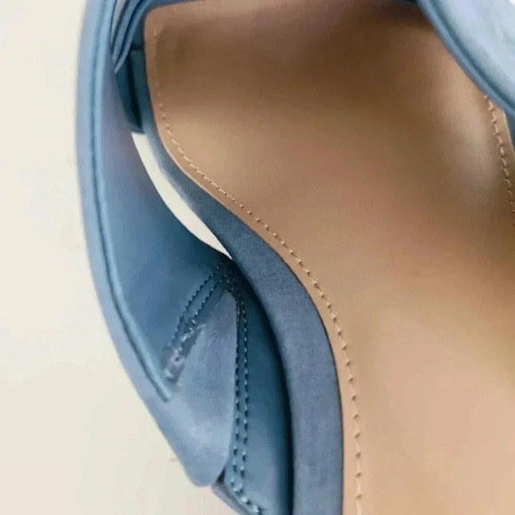 Vince Camuto 7.5 Seedanta Block Heel Nubuck Leather Mule Low Sandal Blue Haze - Picture 4 of 7